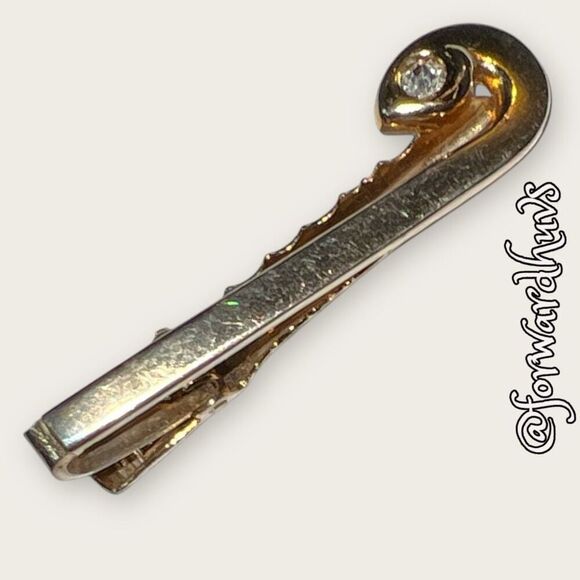 Bundle Sale 3 for $15 | Gold Tone Tie Tack With Clear Rhinestone - Picture 4 of 10